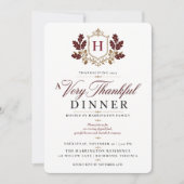 Zeer Dankbaar Monogram Thanksgiving-diner Kaart (Voorkant)