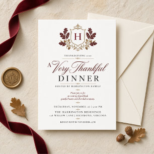 Zeer Dankbaar Monogram Thanksgiving-diner Kaart
