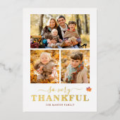 Zeer dankbaar Thanksgiving fotocollage Folie Feestdagenkaart (Voorkant)