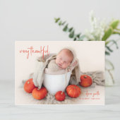 Zeer dankbare Herfst najaarsgeboorteaankondiging Kaart (Staand voorkant)
