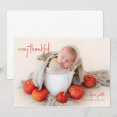 Zeer dankbare Herfst najaarsgeboorteaankondiging Kaart (Voorkant / Achterkant)