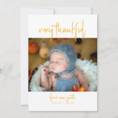 Zeer dankbare Herfst najaarsgeboorteaankondiging Kaart (Voorkant)