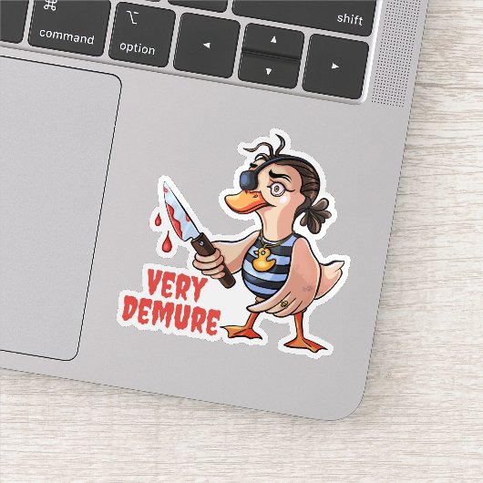 Zeer Demure Duck Lady Pirate Sticker (Detail)