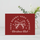 Zeer demure kerstclub rode preppy esthetiek feestdagenkaart (Staand voorkant)
