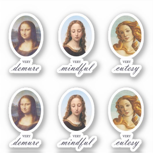 Zeer demure Mindful Custy Renaissance Dames Pack Sticker (Voorkant)