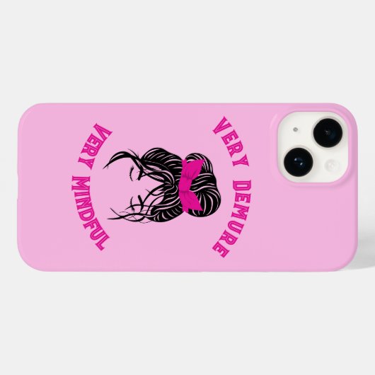 "Zeer demure, zeer mindful" Pink Case-Mate iPhone Case (Achterkant (horizontaal))