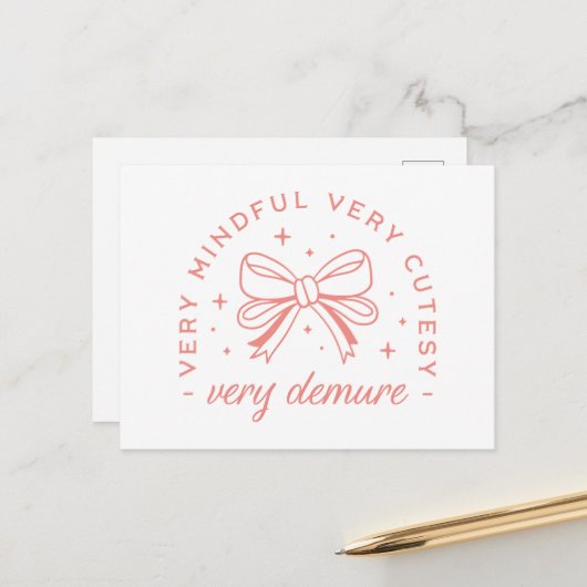 Zeer demure zeer mindful zeer schattig briefkaart (Voorkant / Achterkant in situ)
