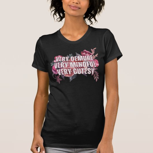 Zeer demure, zeer mindful, zeer schattig roze bloe t-shirt (Voorkant)