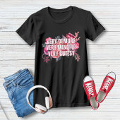 Zeer demure, zeer mindful, zeer schattig roze bloe t-shirt