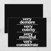 Zeer demure Zeer schattig Zeer attente demure Briefkaart (Voorkant / Achterkant)