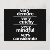 Zeer demure Zeer schattig Zeer attente demure Briefkaart (Voorkant)