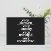 Zeer demure Zeer schattig Zeer attente demure Kaart (Staand voorkant)