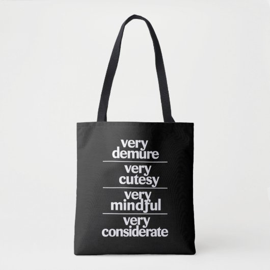 Zeer demure Zeer schattig Zeer attente demure Tote Bag (Voorkant)
