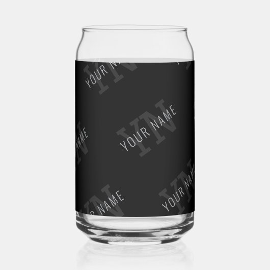 Zeer donker grijs & zwart Monogram Naam Patroon Blikvorm Glas (Voorkant)