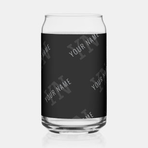 Zeer donker grijs & zwart Monogram Naam Patroon Blikvorm Glas