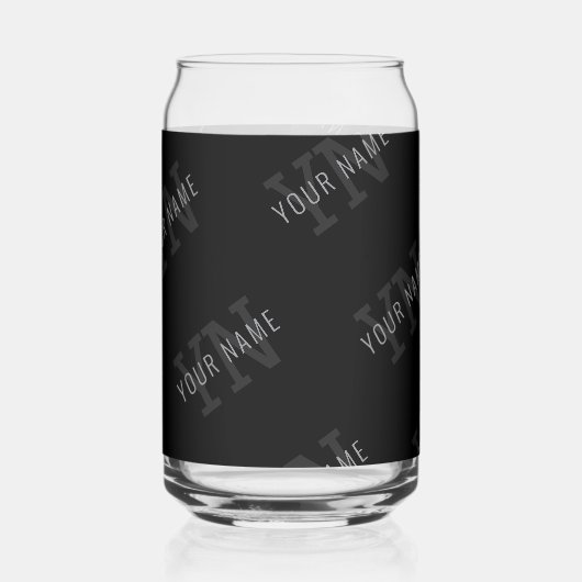Zeer donker grijs & zwart Monogram Naam Patroon Blikvorm Glas (Achterkant)
