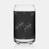 Zeer donker grijs & zwart Monogram Naam Patroon Blikvorm Glas (Rechts)