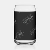 Zeer donker grijs & zwart Monogram Naam Patroon Blikvorm Glas (Links)