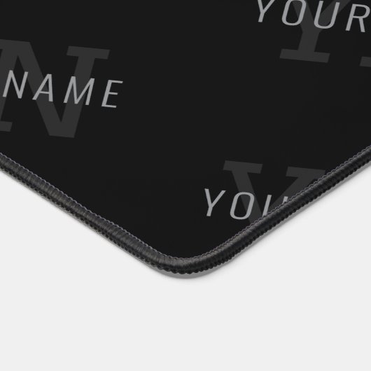 Zeer donker grijs & zwart Monogram Naam Patroon Bureaumat (Hoek)