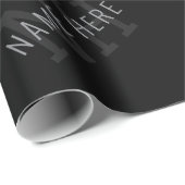 Zeer donker grijs & zwart Monogram Naam Patroon Cadeaupapier (Rol Hoek)