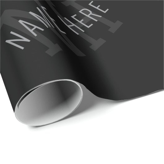 Zeer donker grijs & zwart Monogram Naam Patroon Cadeaupapier (Rol Hoek)