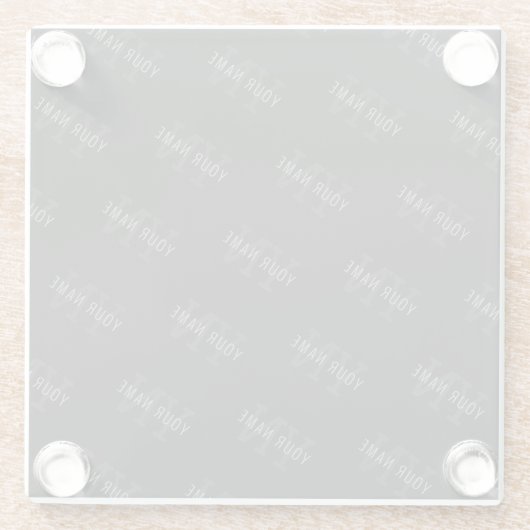 Zeer donker grijs & zwart Monogram Naam Patroon Glazen Onderzetter (Achterkant)
