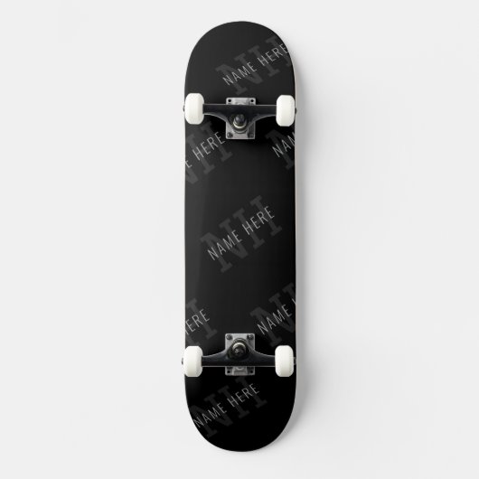 Zeer donker grijs & zwart Monogram Naam Patroon Persoonlijk Skateboard (Voorkant)