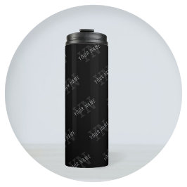 Zeer donker grijs & zwart Monogram Naam Patroon Thermosbeker
