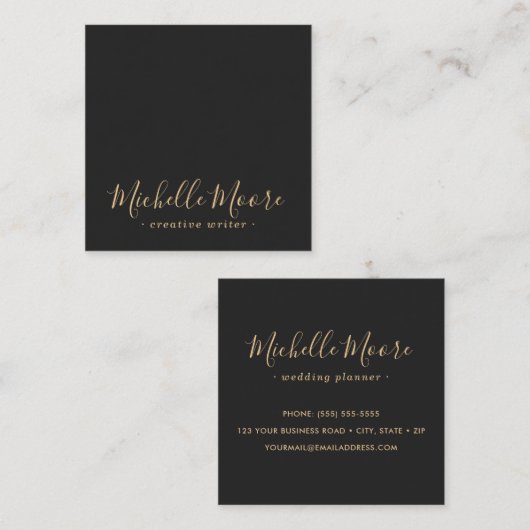 Zeer donkergrijze elegant minimalistisch professio vierkante visitekaartje (Voorkant / Achterkant)