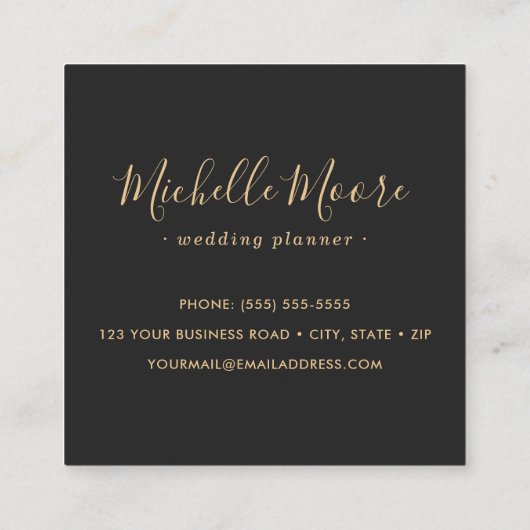 Zeer donkergrijze elegant minimalistisch professio vierkante visitekaartje (Achterkant)