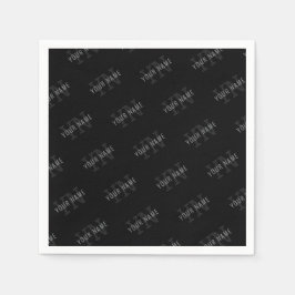 Zeer donkergrijze en zwarte monogram naam patroon servet
