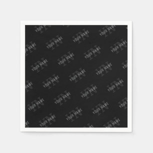 Zeer donkergrijze en zwarte monogram naam patroon servet