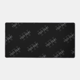 Zeer donkergrijze en zwarte monogramnaam patroon bureaumat