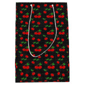 Zeer dotty Cherry Gift Bag in Black Medium Cadeauzakje (Voorkant)