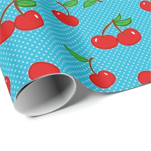Zeer dotty Cherry in Blauw Cadeaupapier (Rol Hoek)