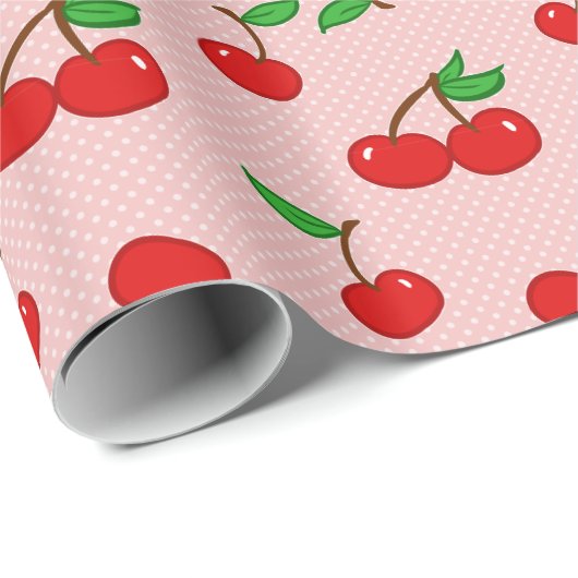 Zeer dotty Cherry in Roze Cadeaupapier (Rol Hoek)