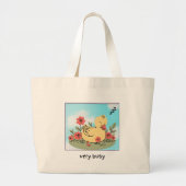 Zeer drukke eend - Schattigee slaapeend met bloeme Grote Tote Bag (Voorkant)