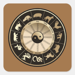 Zeer dunne Chinese Horoscope-Sticker Vierkante Sticker