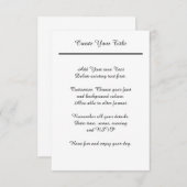 Zeer eenvoudige traditionele zwarte-Stropdas-bruil Kaart (Voorkant / Achterkant)