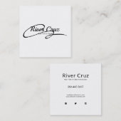 Zeer eenvoudige zwarte tekst op wit vierkante visitekaartje (Voorkant / Achterkant)