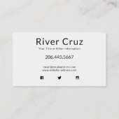 Zeer eenvoudige zwarte tekst op wit visitekaartje (Achterkant)