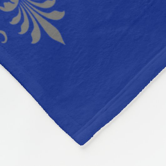 Zeer Elegant Damask Pattern Royal Blue Fleece Deken (Hoek)