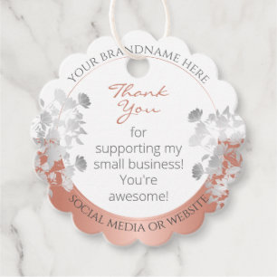 Zeer elegant Floral White en Roos Gold Product Bedankjes Labels