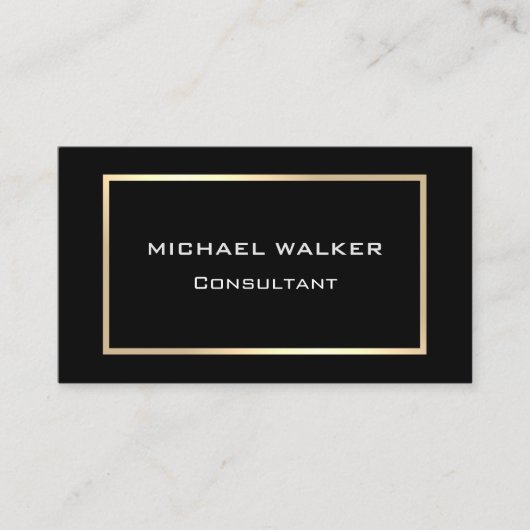 Zeer Elegant Goud Lijst Plain Zwart Professional Visitekaartje (Voorkant)