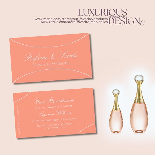 Zeer elegant koraal met Parelzilver Grens Modern Visitekaartje