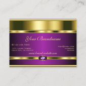 Zeer Elegant Paars en Goud met Faux Strass Visitekaartje (Achterkant)