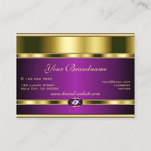 Zeer Elegant Paars en Goud met Faux Strass Visitekaartje (Achterkant)