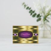 Zeer Elegant Paars en Goud met Faux Strass Visitekaartje (Staand voorkant)