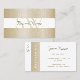 Zeer elegant Parelkleurig en wit met monogram kwal Visitekaartje