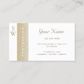 Zeer elegant Parelkleurig en wit met monogram kwal Visitekaartje (Achterkant)